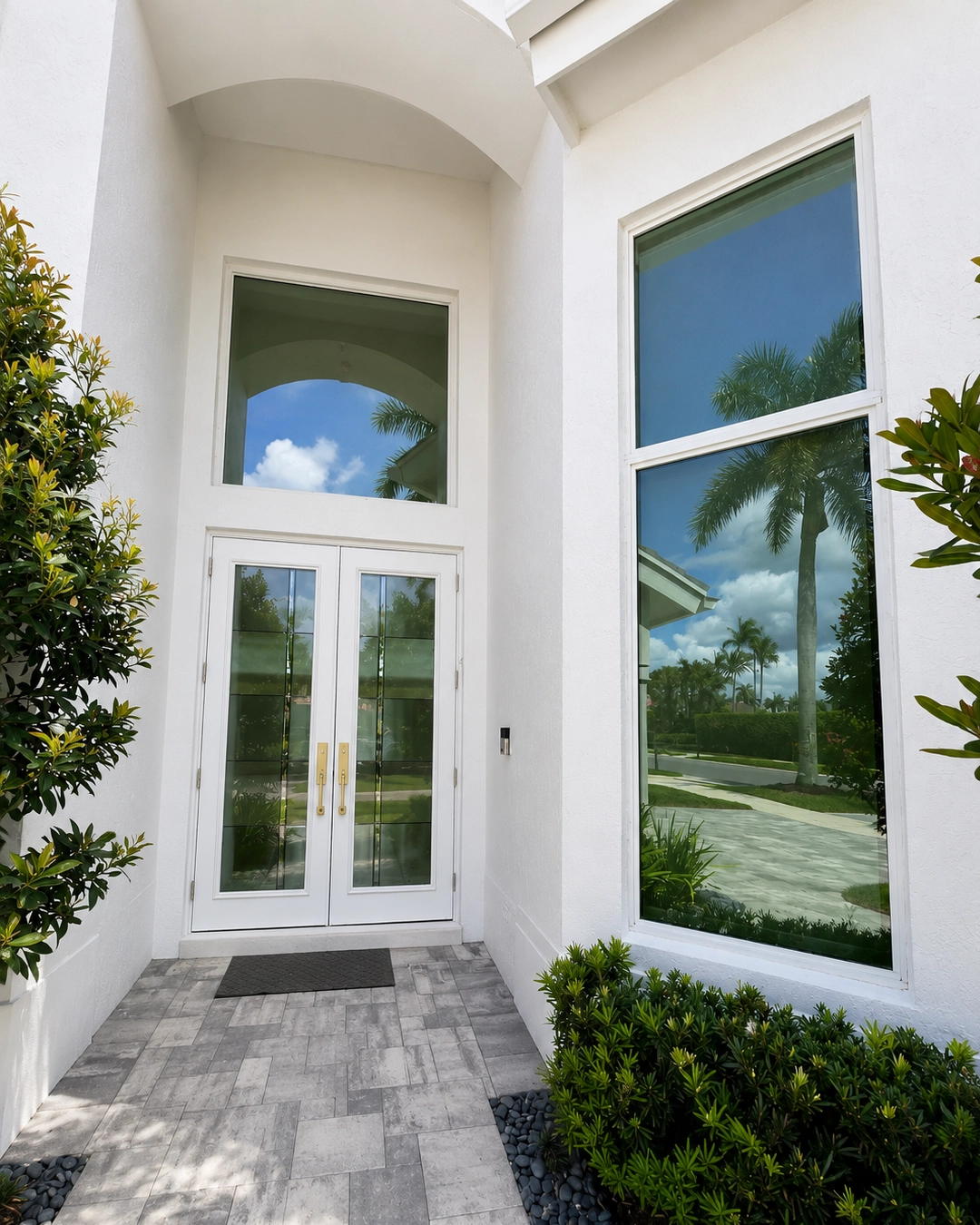 Contemporary casement impact windows installed on a Coconut Grove home