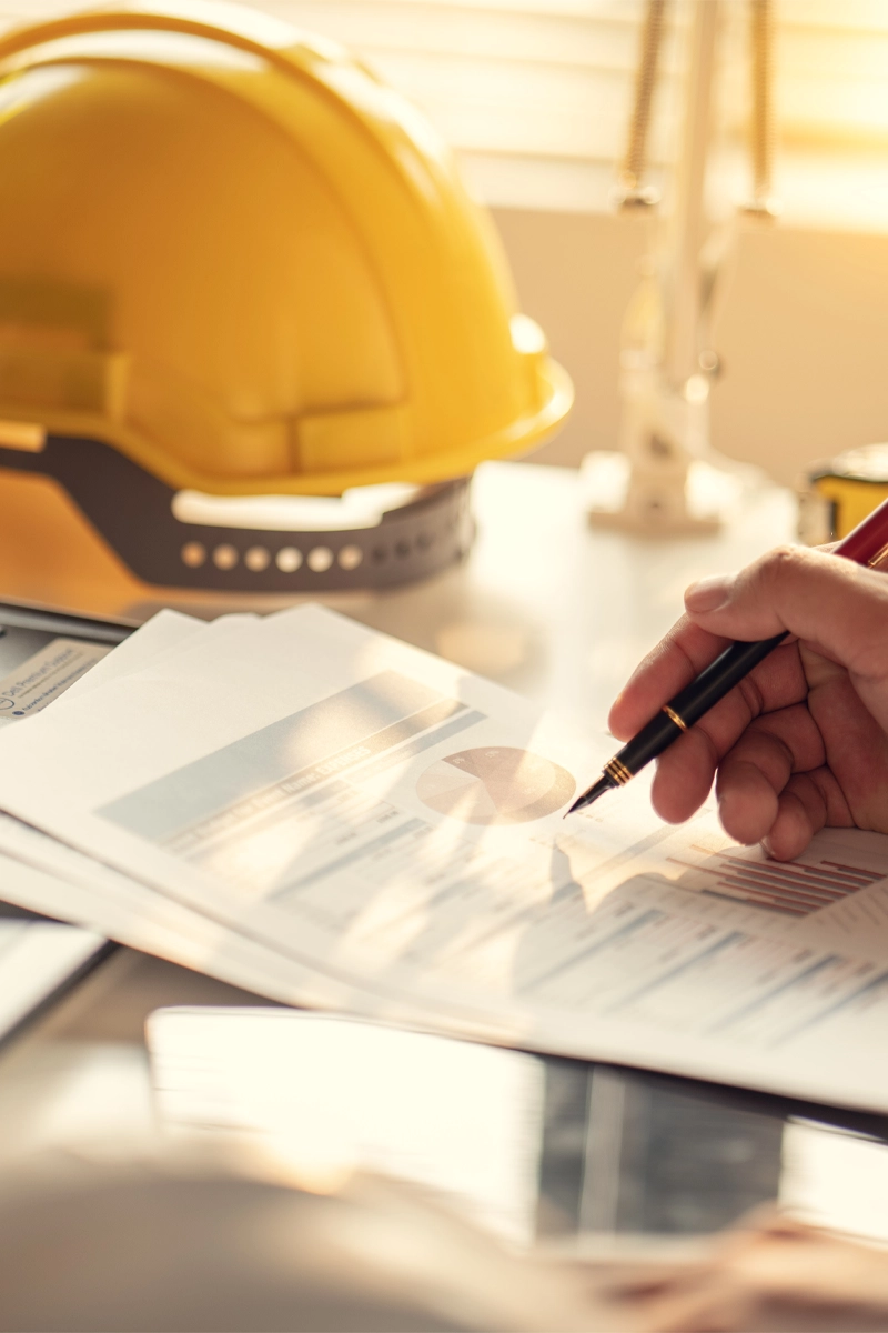 Homeowners reviewing an impact window and door project