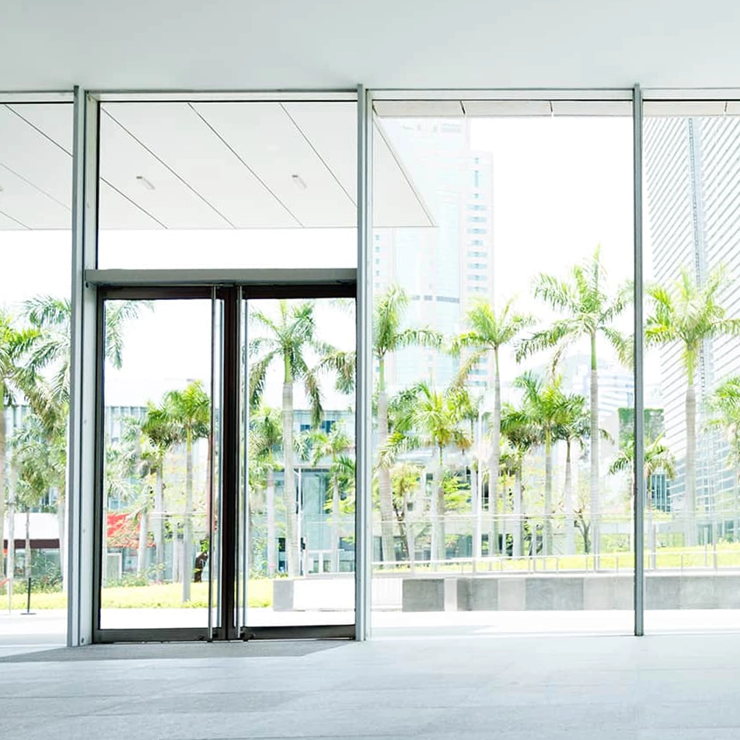Commercial property with storefront glass and aluminum framing