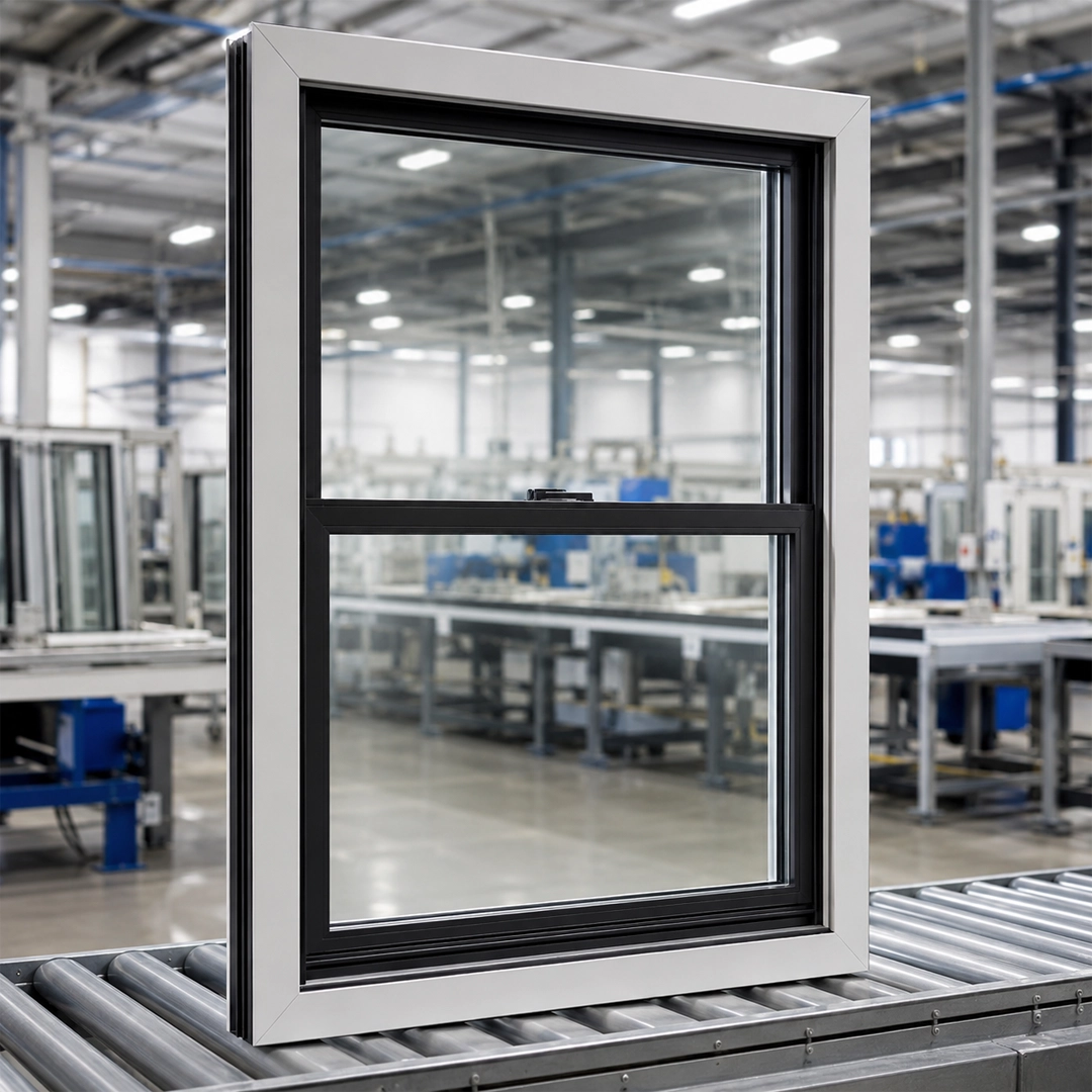 Impact-rated single hung window installed on a residential property